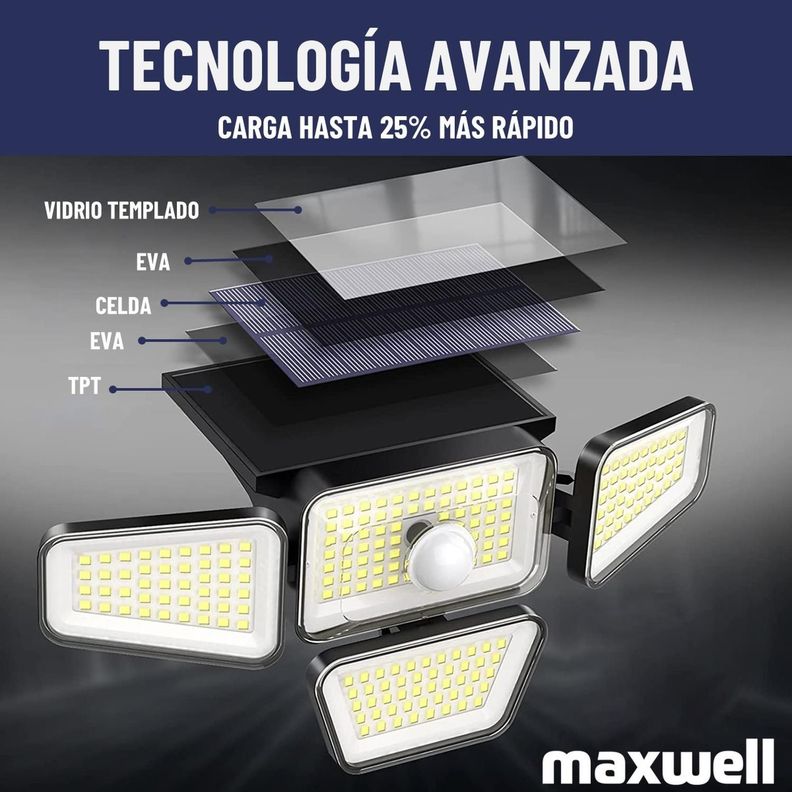 Foco Led Solar Exterior Maxwell Sensor Control Luz Cálida-2