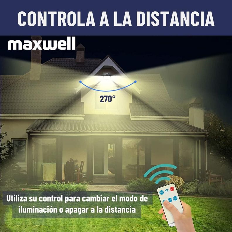 Foco Led Solar Exterior Maxwell Sensor Control Luz Cálida-5