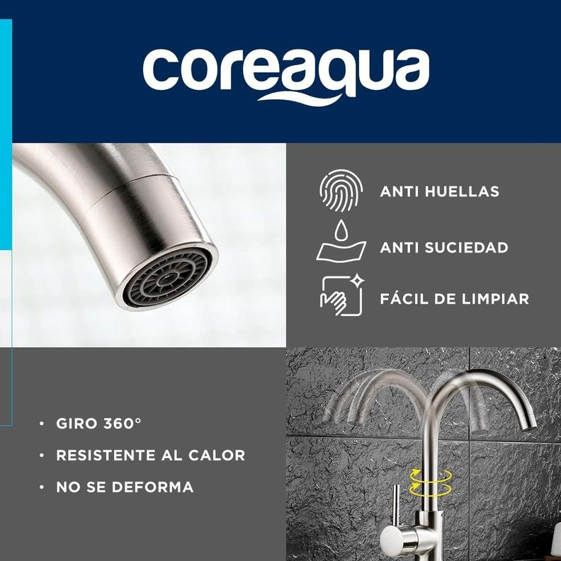 Llave Monomando Lavaplatos Griferia Cocina Premium Coreaqua-3