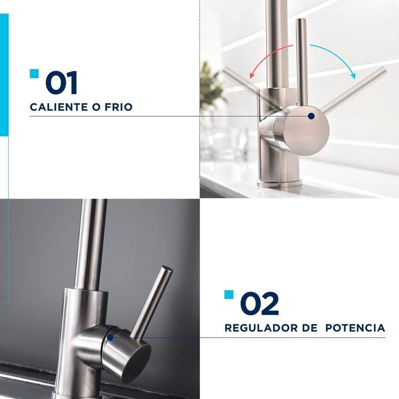 Llave Monomando Lavaplatos Griferia Cocina Premium Coreaqua-4