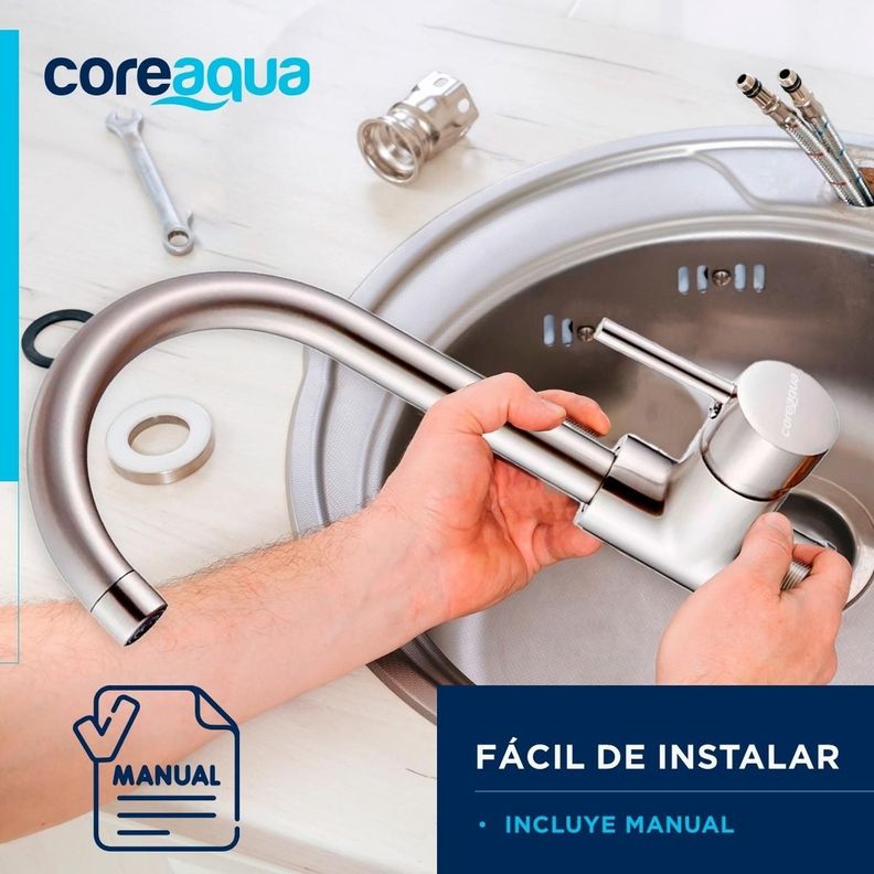 Llave Monomando Lavaplatos Griferia Cocina Premium Coreaqua-5