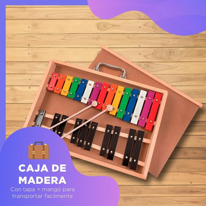 Metalofono Xilofono 25 Notas de Colores Melody con Maleta-2