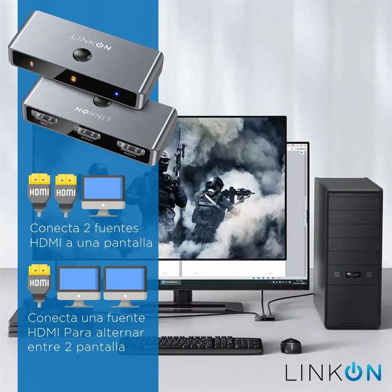 Splitter Switch HDMI 3 en 1 Linkon 4k 60Hz PS Xbox HDTV-2