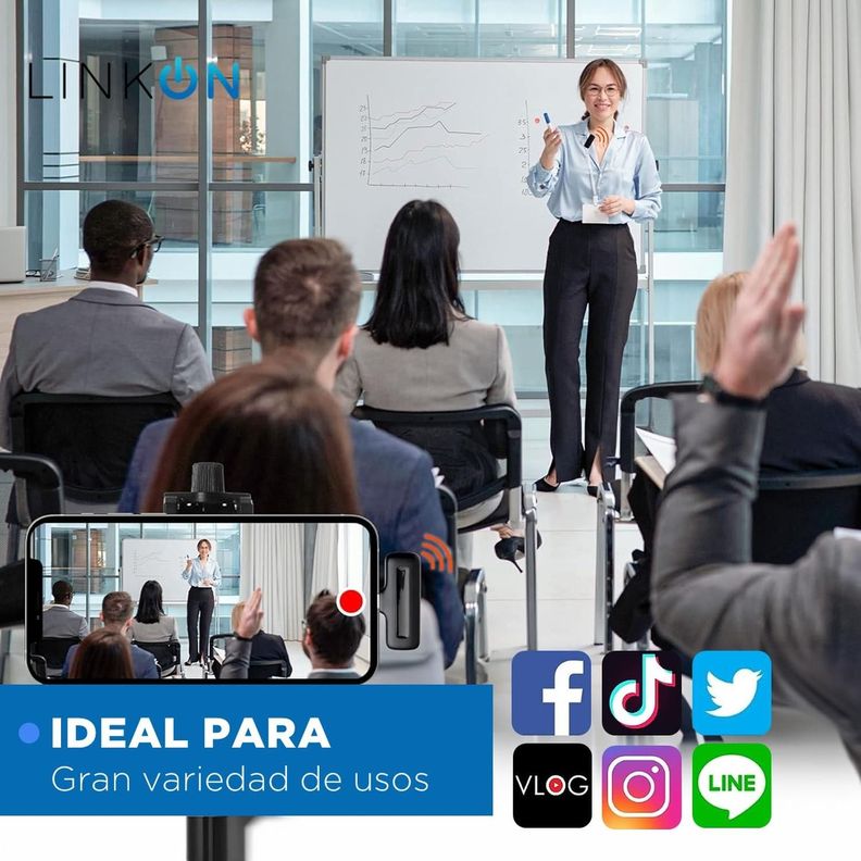 Microfono Inalambrico Solapa Lavalier Linkon PRO + Estuche-2