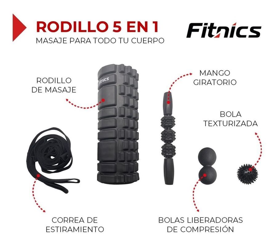 Rodillo +Set Completo Elongacion Masaje Fitnics Roller Foam-1