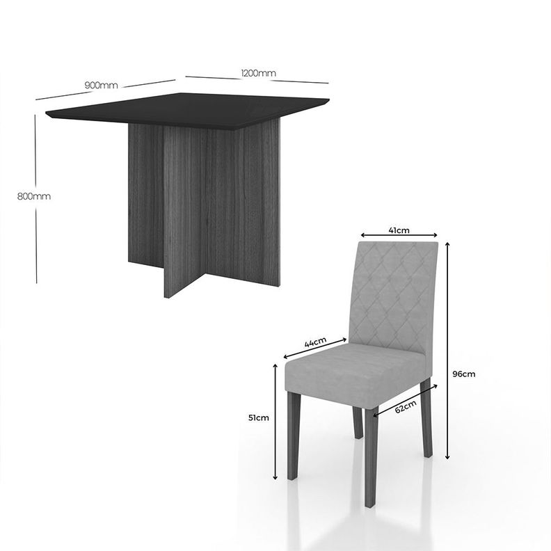 JUEGO DE COMEDOR 4 SILLAS HOME MOBILI HALOS-4