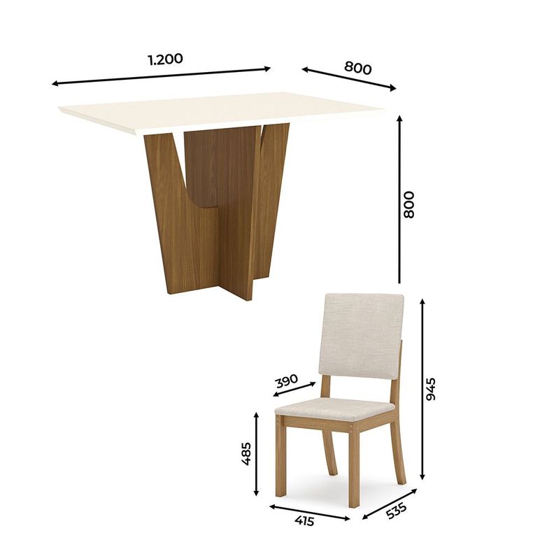JUEGO DE COMEDOR 4 SILLAS HOME MOBILI CAJU-3