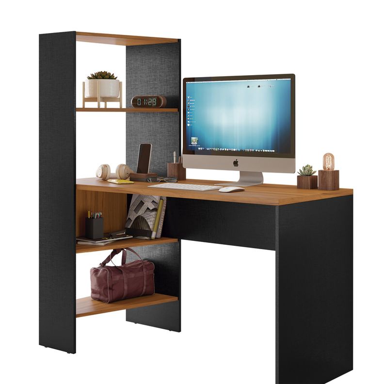 ESCRITORIO CON REPISAS HOME MOBILI FEYS NEGRO-2