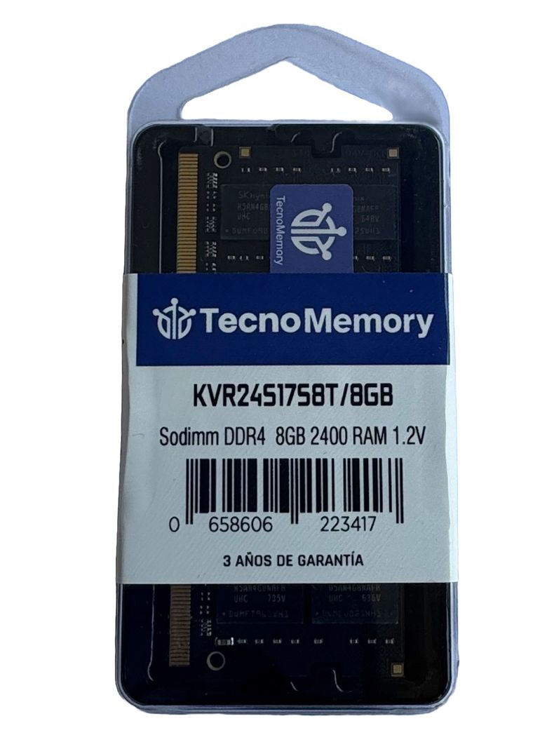 Memoria ram TecnoMemory Sodimm DDR4 8GB 2400Mhz KVR24S17S8T/8GB