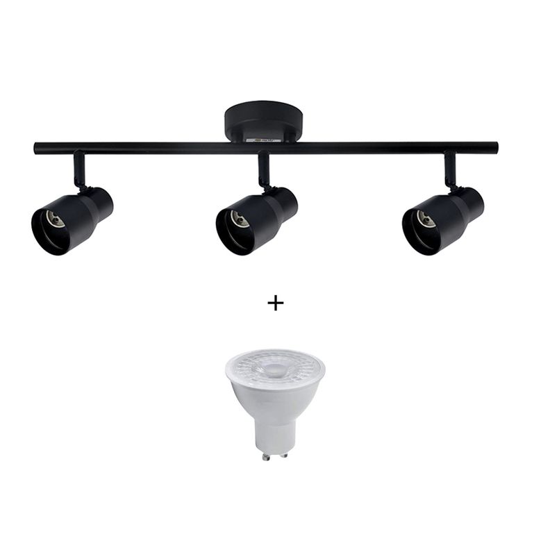 Foco Spot Cielo o Muro Porta 3xGU-10 Round Negro Incluye  Ampolleta -1