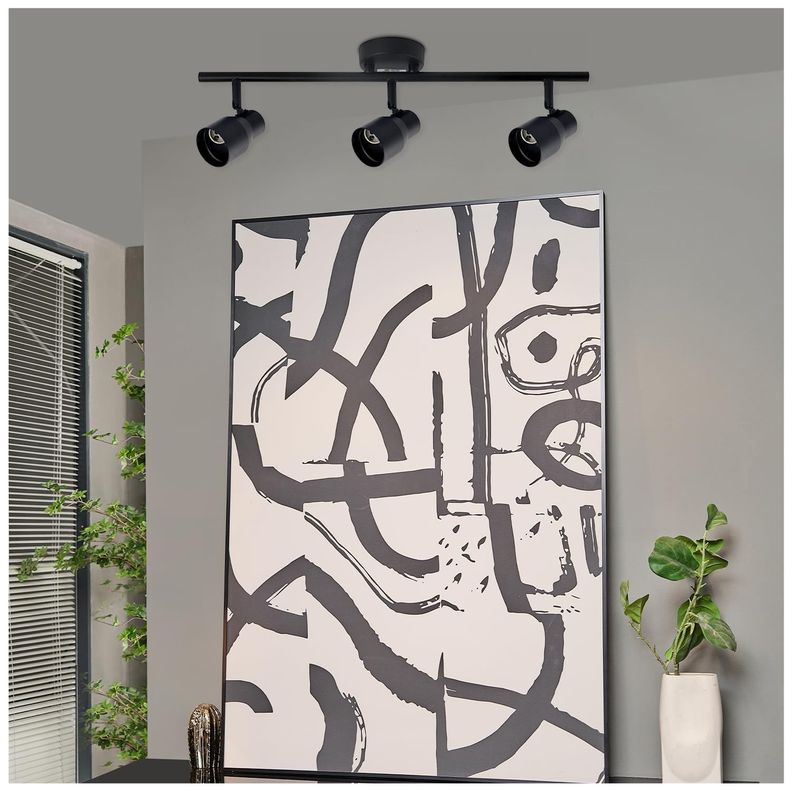 Foco Spot Cielo o Muro Porta 3xGU-10 Round Negro Incluye  Ampolleta -2