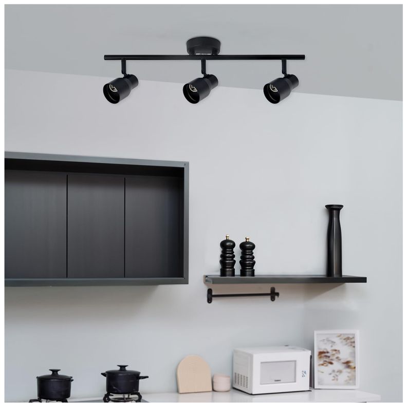 Foco Spot Cielo o Muro Porta 3xGU-10 Round Negro Incluye  Ampolleta -4