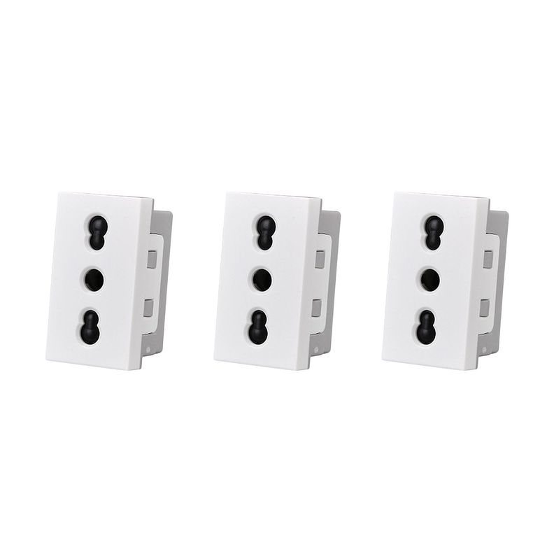 Pack 3 Modulo Tomacorriente 10/16A 250V Blanco-0