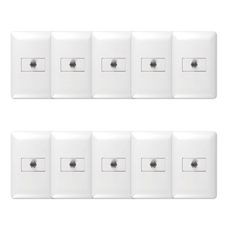 Pack 10 Toma Coaxial RG6 TV Blanco-0