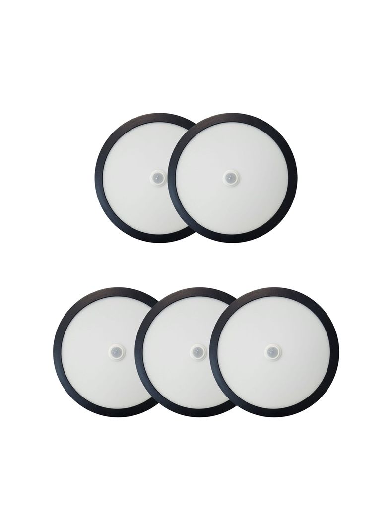 Pack 5 Panel Redondo LED ECO Sobrepuesto Negro Con Sensor 18W Frío-0
