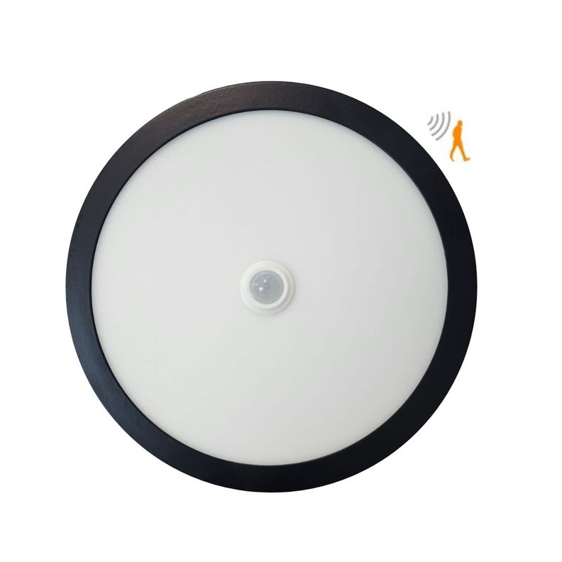 Pack 5 Panel Redondo LED ECO Sobrepuesto Negro Con Sensor 18W Frío-1