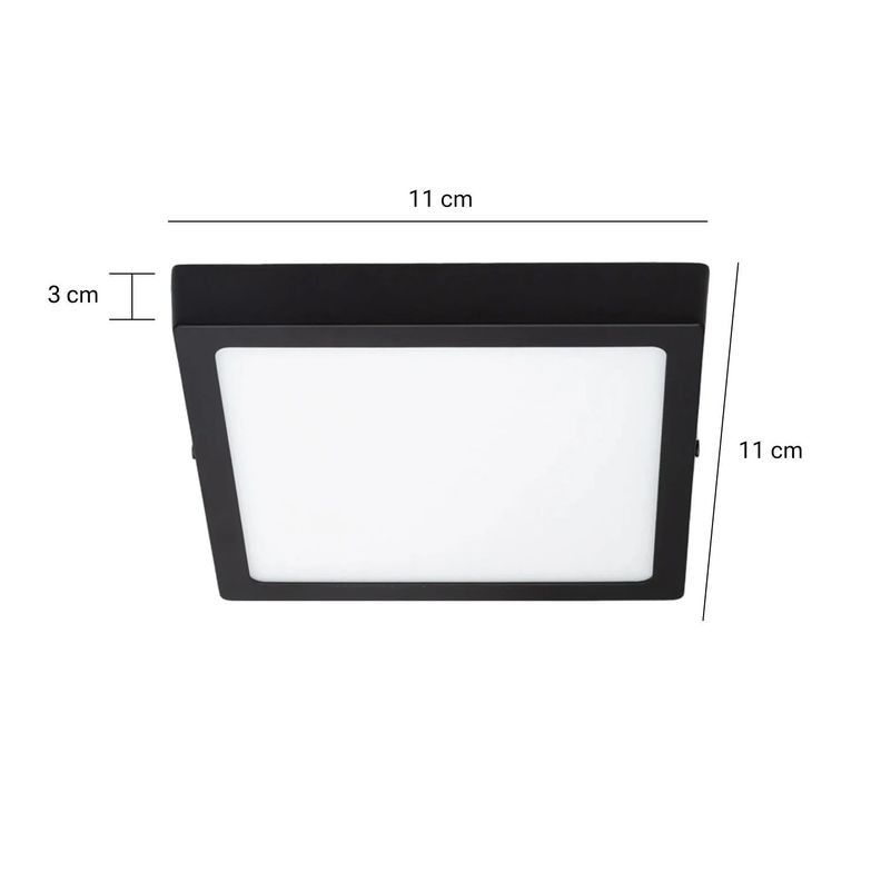Pack 3 Panel LED Sobrepuesto Cuadrado Negro PRO 6W Neutro-1