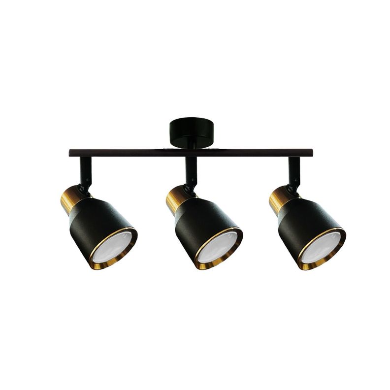 Foco LED Sobrepuesto Decorativo Triple GU-10 Negro-Dorado Híades-0