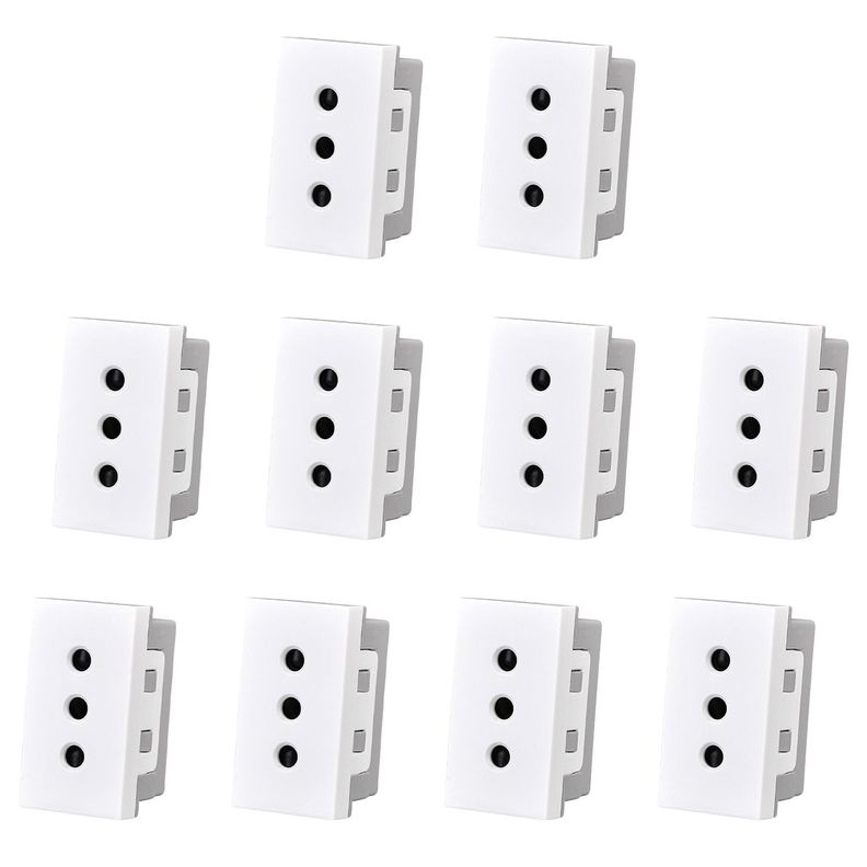 Pack 10 Modulo Tomacorriente 10A 250V Blanco-0