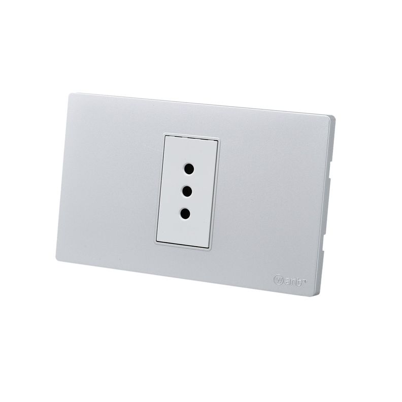 Pack 10 Tomacorriente Simple Metálico 10A - Gris/ Blanco-1