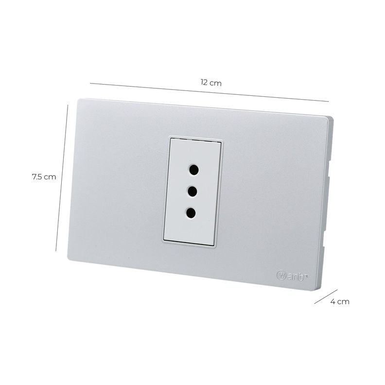 Pack 10 Tomacorriente Simple Metálico 10A - Gris/ Blanco-2