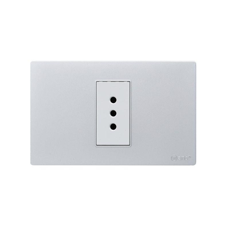 Pack 10 Tomacorriente Simple Metálico 10A - Gris/ Blanco-3