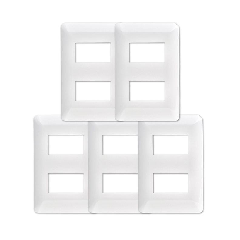 Pack 5 Placa Doble Con Soporte Blanco-0