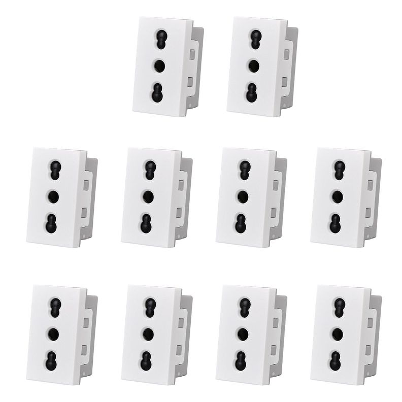 Pack 10 Modulo Tomacorriente 10/16A 250V Blanco-0