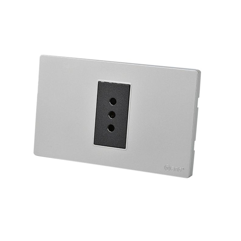 Pack 10 Tomacorriente Simple Metálico 10A - Gris/ Negro-1