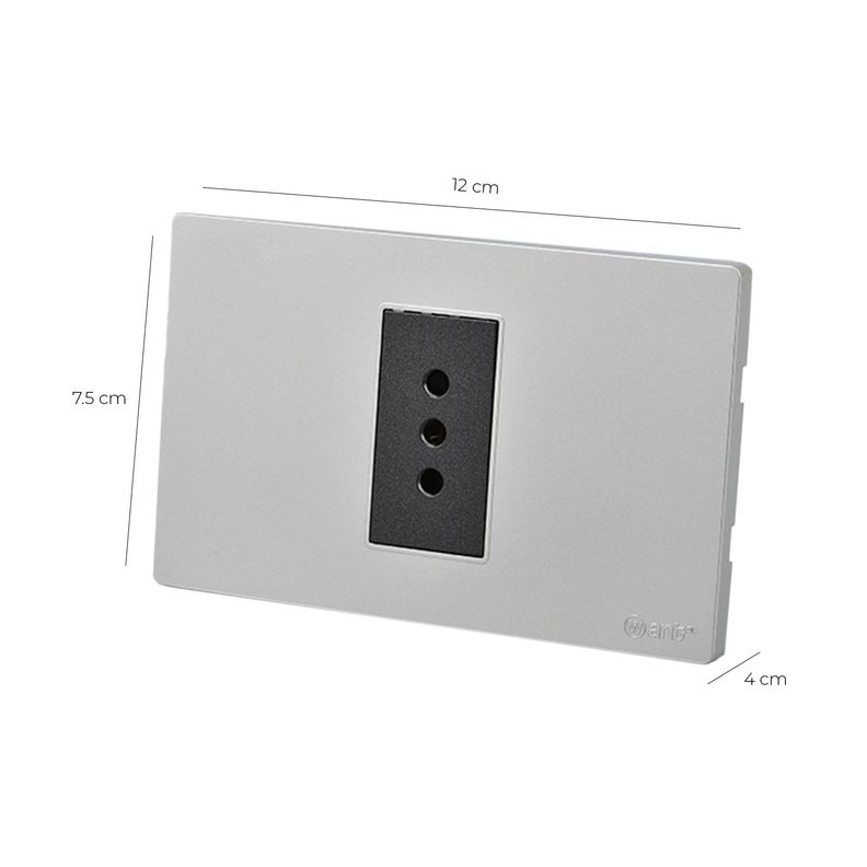 Pack 10 Tomacorriente Simple Metálico 10A - Gris/ Negro-2