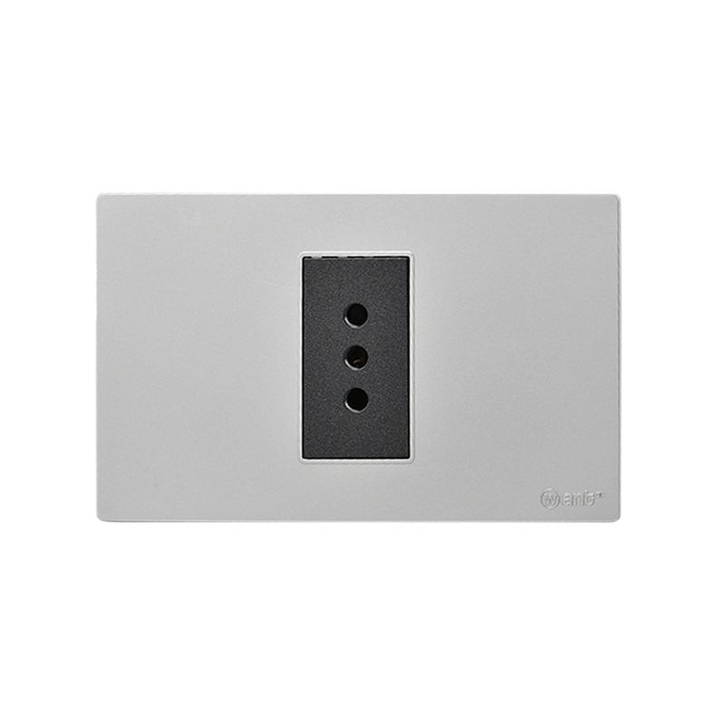 Pack 10 Tomacorriente Simple Metálico 10A - Gris/ Negro-3