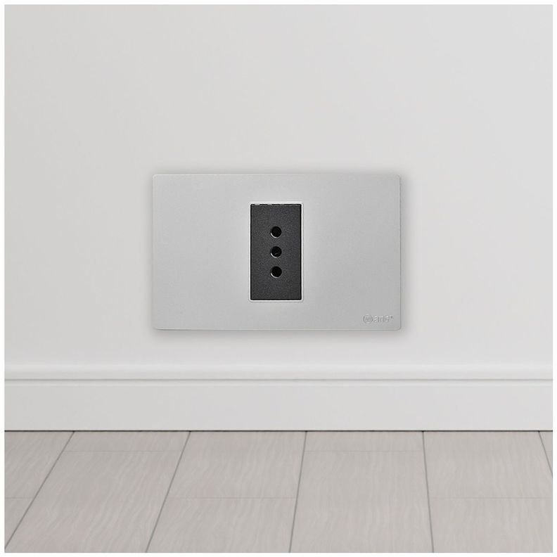 Pack 10 Tomacorriente Simple Metálico 10A - Gris/ Negro-6