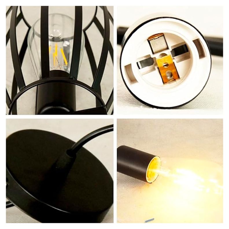 Lámpara Colgante Jaula de Aluminio Estilo Moderna E-27 Ampolleta Fría-3