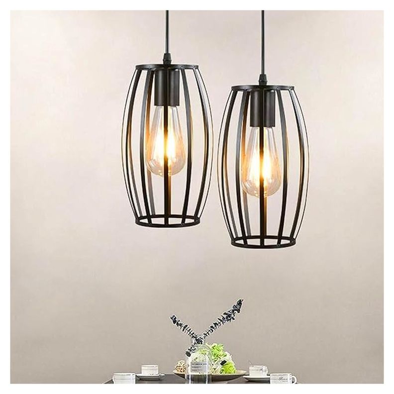 Lámpara Colgante Jaula de Aluminio Estilo Moderna E-27 Ampolleta Fría-6