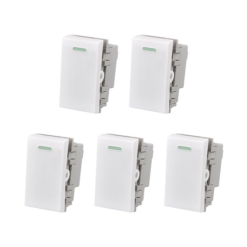 Pack 5 Modulo Interruptor 9/12 10A 250V Blanco-0