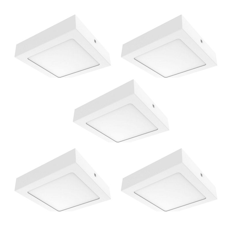 Pack 5 Panel Cuadrado LED ECO Sobrepuesto Blanco 6W Frío-0