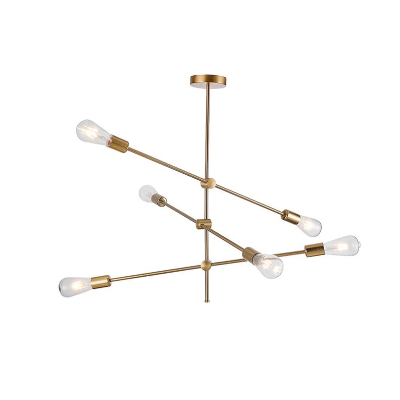 Lámpara Colgante de 6 Luces Porta E-27 Dorado Incluye Ampolletas-0
