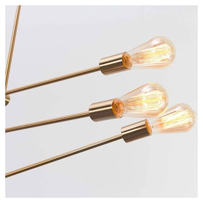 Lámpara Colgante de 6 Luces Porta E-27 Dorado Incluye Ampolletas-3