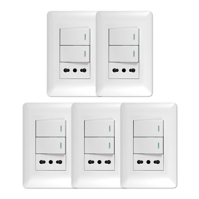 Pack 5 Tomacorriente 10/16A 250V + Interruptor 9/12 10A-0