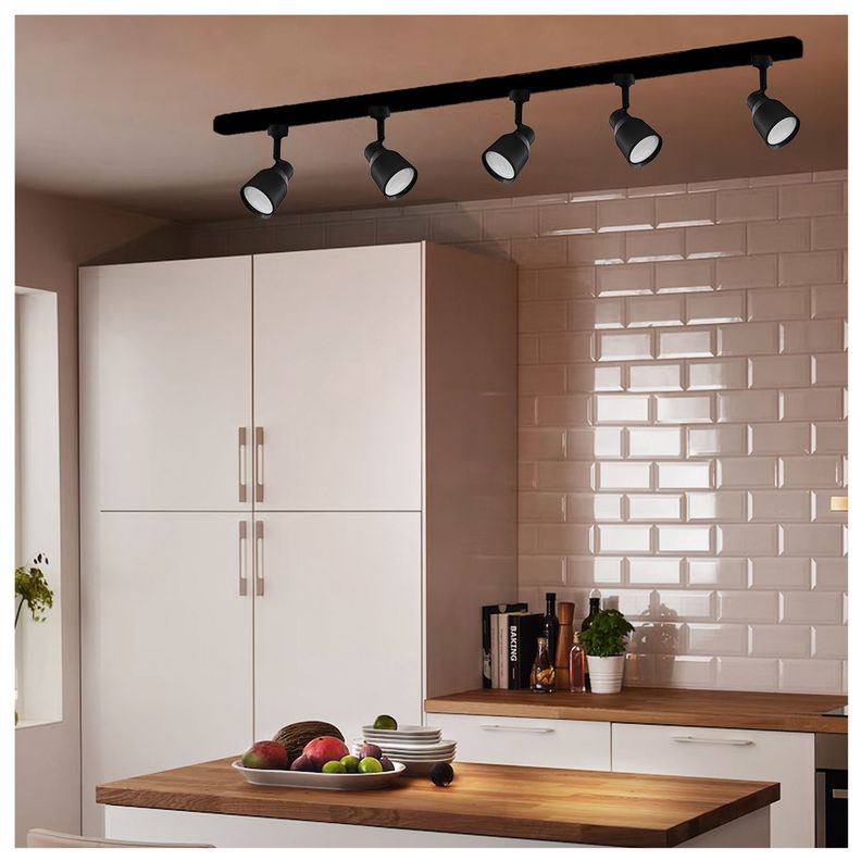 Foco LED Riel Porta GU-10 Round Negro Incluye  Ampolleta -3
