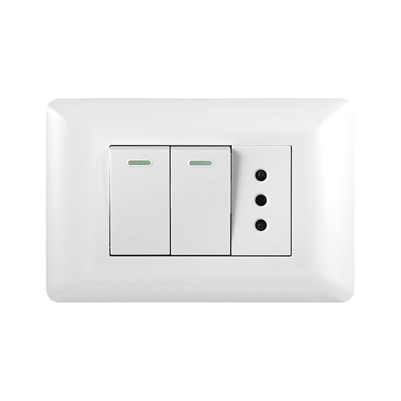 Tomacorriente Simple 10A 250V + Interruptor Doble 9/12 10A 250V Blanco-0