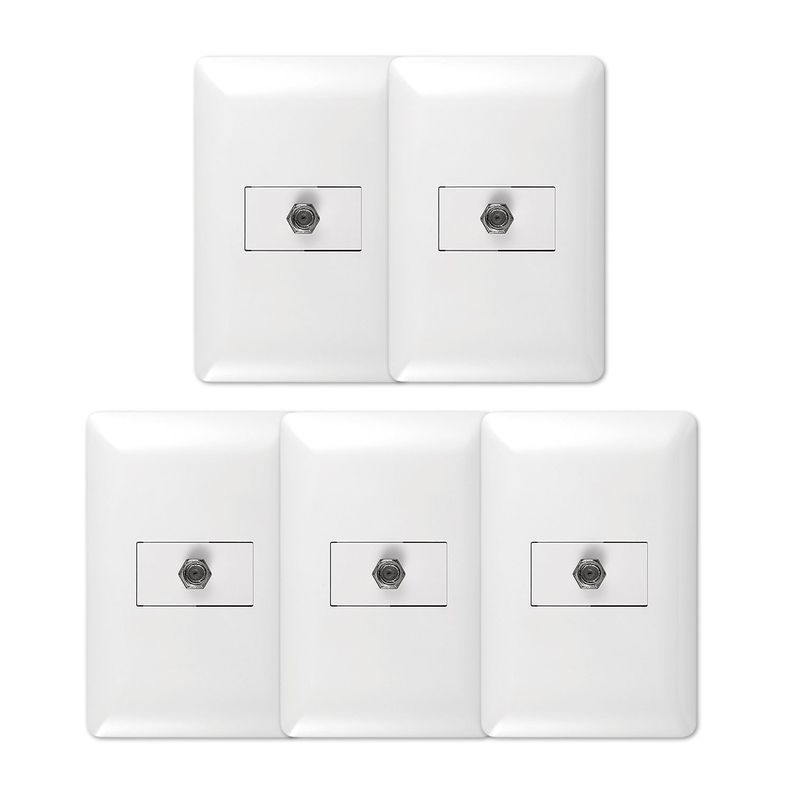 Pack 5 Toma Coaxial RG6 TV Blanco-0