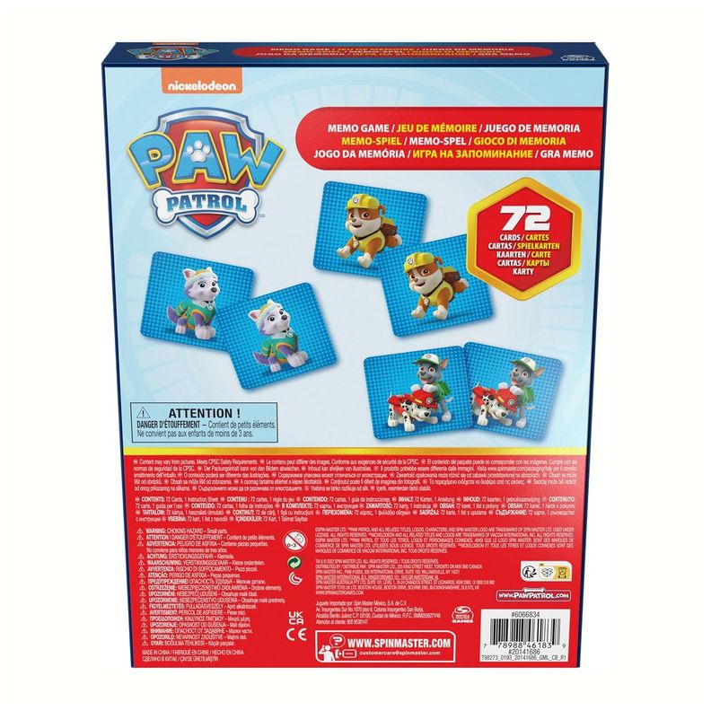 Juego de Memoria Paw Patrol 72 cartas - Spin Master-1