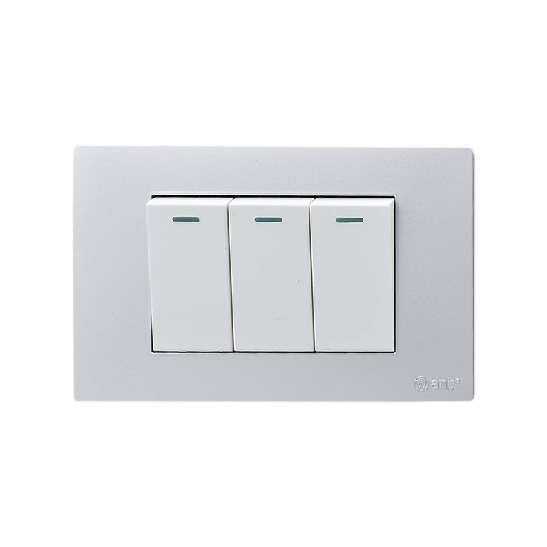 Pack 5 Interruptores Triple Metálico 9/12 16A - Gris/ Blanco-3