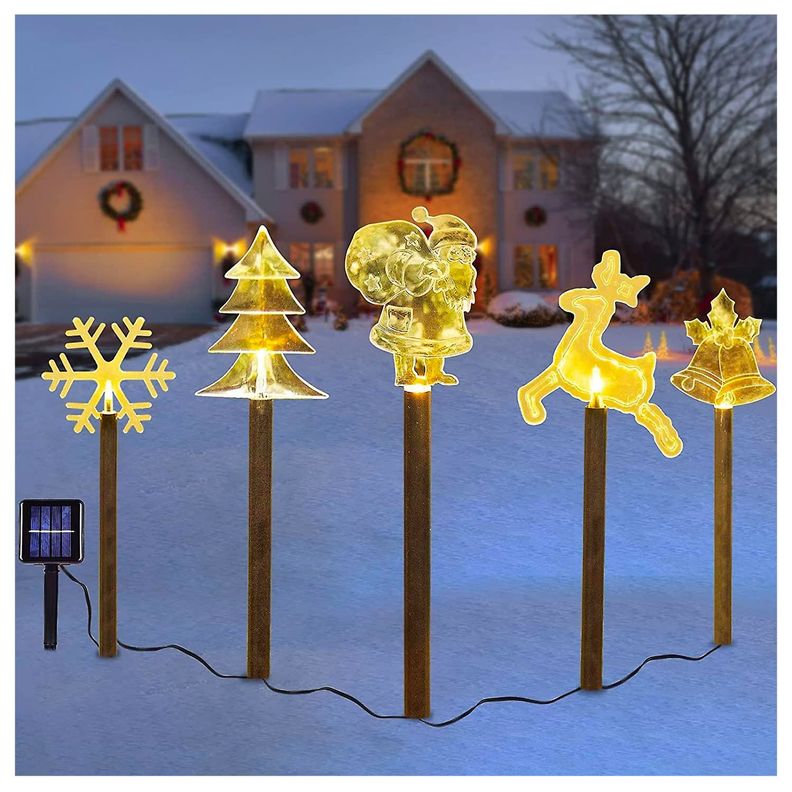 Set de 5 Estacas Solares Navidad Diferentes Diseños-3