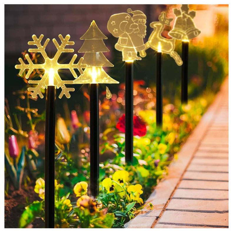 Set de 5 Estacas Solares Navidad Diferentes Diseños-2
