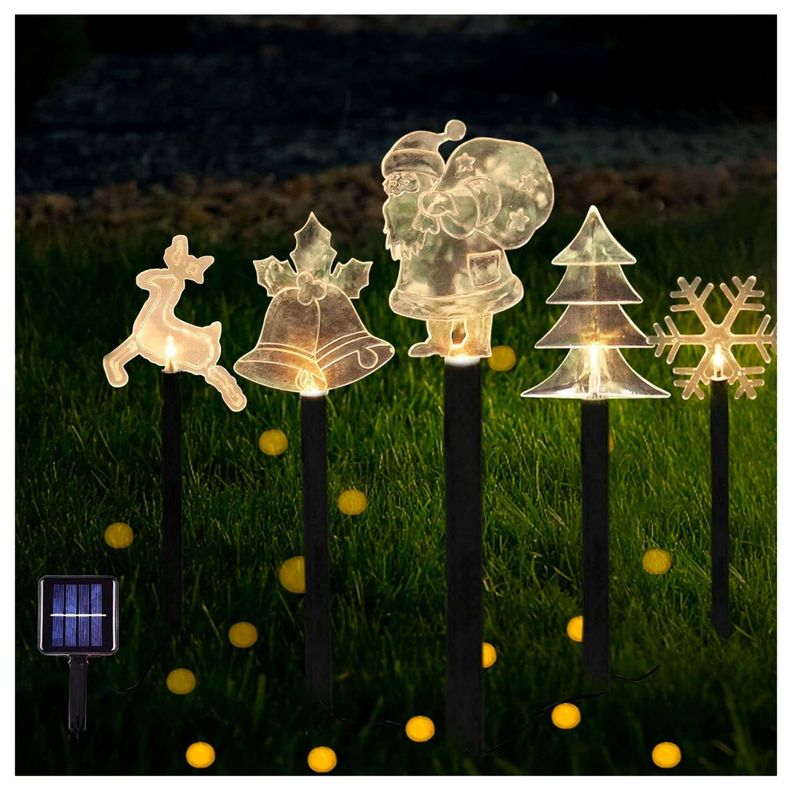 Set de 5 Estacas Solares Navidad Diferentes Diseños-5