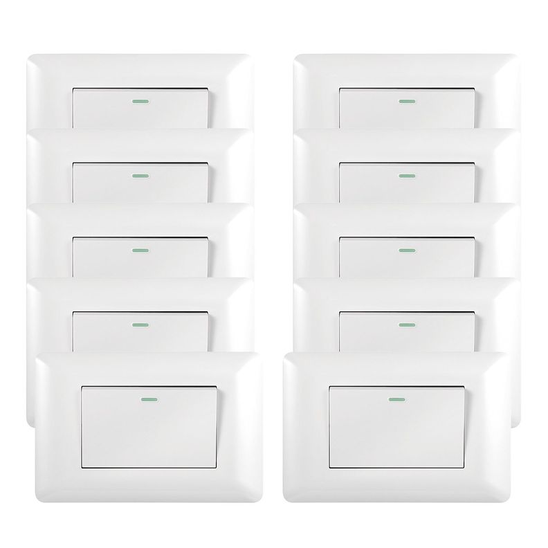 Pack 10 Interruptor Simple 9/12 10A 250V Blanco-0