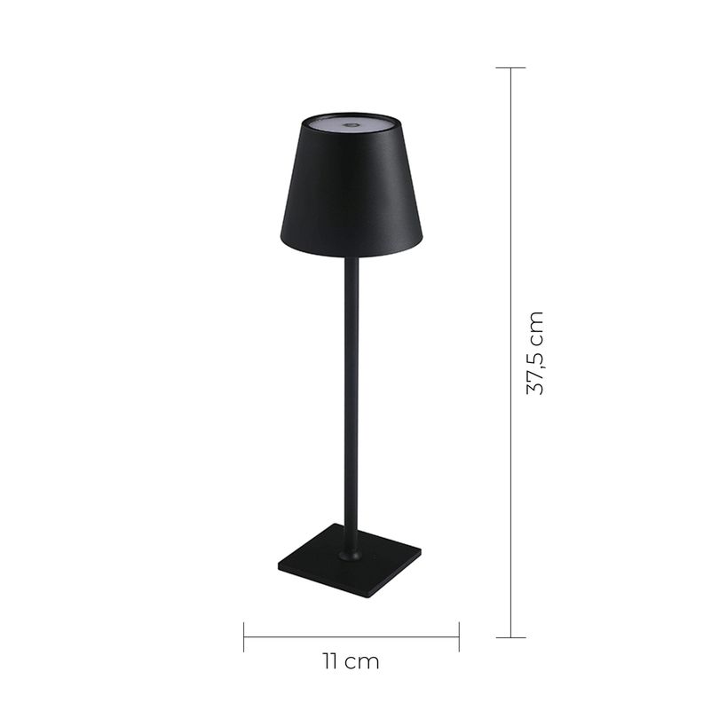 Lampara de Mesa LED táctil, inalámbrica y recargable Negro-1