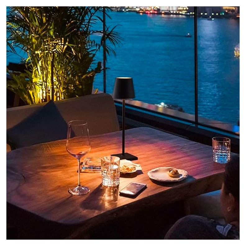 Lampara de Mesa LED táctil, inalámbrica y recargable Negro-4